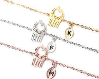 Personalized giraffe bracelet, Personalized animal bracelet, Giraffe bracelet, Heart bracelet, Giraffe jewelry, Christmas initial bracelet
