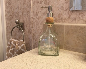 Soap Dispenser Patron Silver Tequila Liquor Bottle with Metal Pump