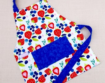 Fresh Berries Self-Sufficiency Apron - A Montessori PreSchool Apron - Fits 3-5 Year Olds