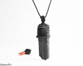 Raw tourmaline necklace, raw Black tourmaline necklace, mens necklace, tourmaline jewelry, jet black, march finds, black, black jewelery