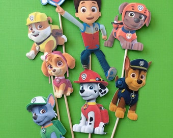 Paw Patrol cupcake toppers, paw patrol party, paw patrol cake topper, Dog cupcake topper, puppy cupcake topper, Chase, Ryder, Marshall, Skye
