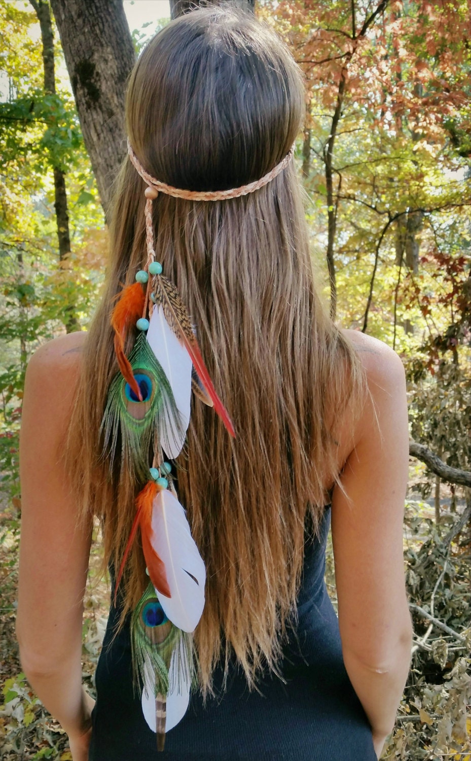 peacock feather headband boho feather headband feather