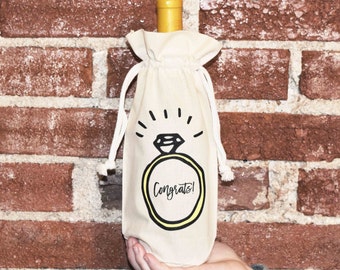 Engagement Gift Wine Bag | Wedding Shower Wine Bag | Congrats Wine Bag
