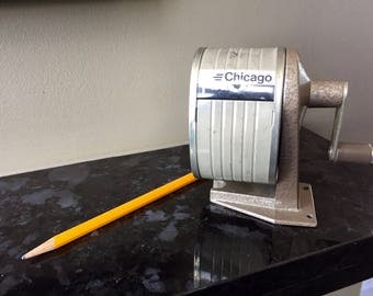 Vintage PENCIL SHARPENER, Chicago APSCO Sharpener, Industrial Office Equipment, Metal Pencil Sharpener