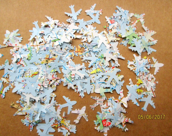 1000-Map Airplane Confetti-Travel Theme Bridal Shower-plane confetti-Jet Plane-Airplane baby shower décor-Atlas airplane-baby shower