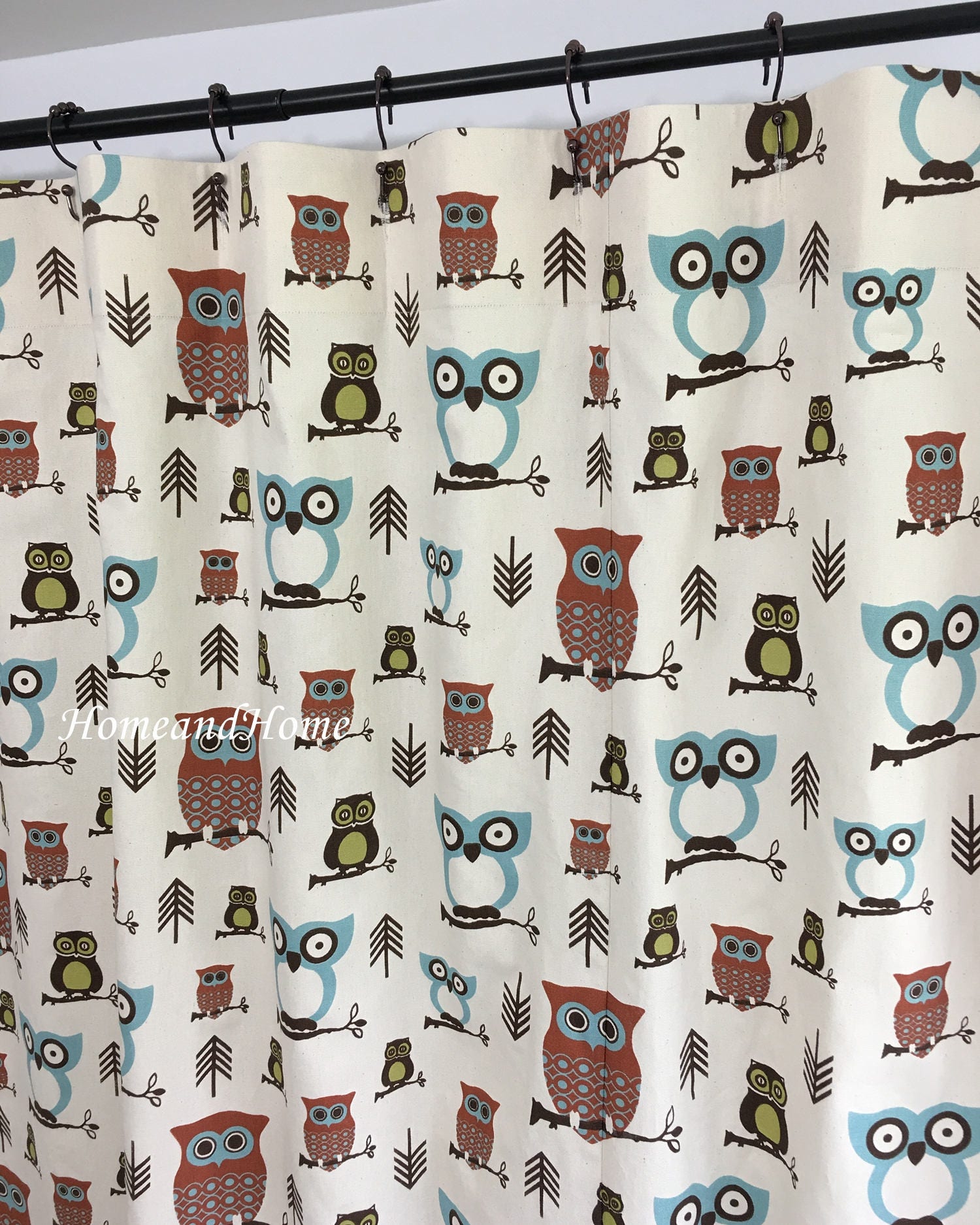Shower curtain Owl Shower Curtain Owl Hooty Village Natural