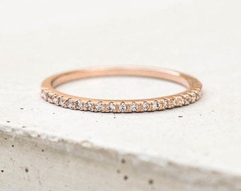 Thin 1.4mm Eternity Band Ring - Rose Gold - Half Band or FULL Band Stacking Ring