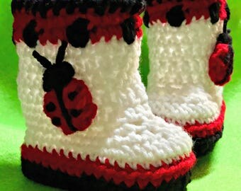 Ladybug Baby Booties-5 Infant Sizes