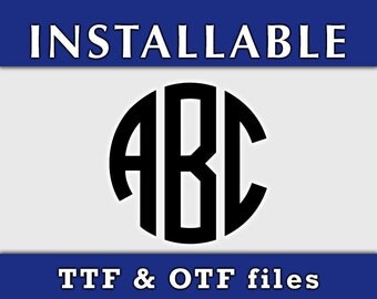 INSTALLABLE Circle Round Monogram True Type Font, Installable Fonts for Cricut, TTF OTF Monogram Font for Cricut Explore Silhouette Studio