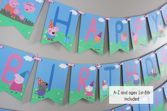 Peppa Pig Printable Birthday Banner Peppa and George