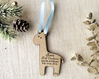Baby Giraffe Custom Baby's First Christmas Ornament