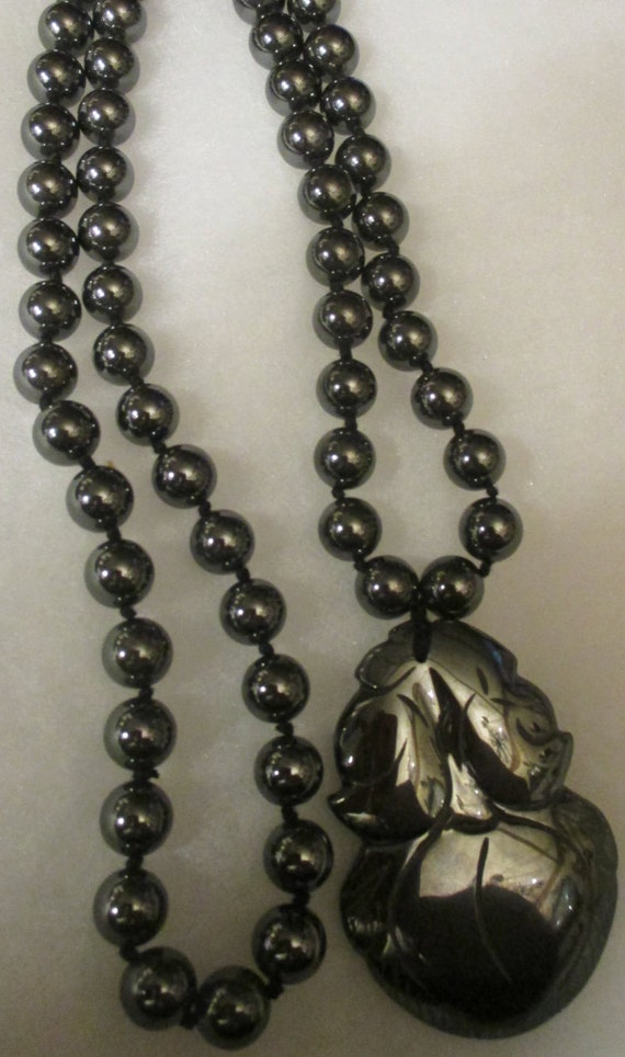 Hematite Necklace 2 Charm 32 Long Chain