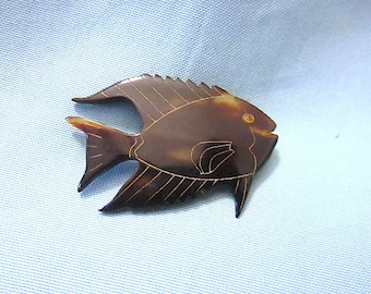 Carved Lightly Etched Lucite Angelfish Pin/Brooch