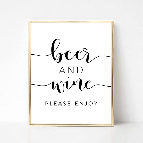 Beer and Wine Sign Wedding Bar Sign Wedding Sign Open Bar