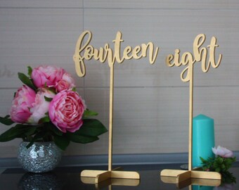 Table Number.Gold Table Numbers. Table Numbers with base.Wedding Table Numbers.