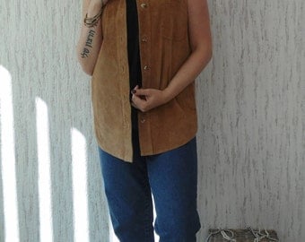 Vintage Oversized Hippie Boho Suede Vest