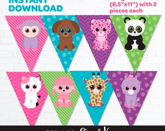 Beanie Boo Birthday Banner, Beanie Boo Party Banner, Beanie Boo Birthday Party, Beanie Boo Printable, Pet Adoption Party, Digital File