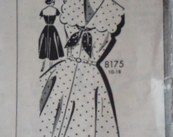 Vintage 50's Mail Order 8175 Sewing Pattern, Misses' Dress with Scalloped Sailor Collar, Size 12, 32 Bust, 1550's Fashion