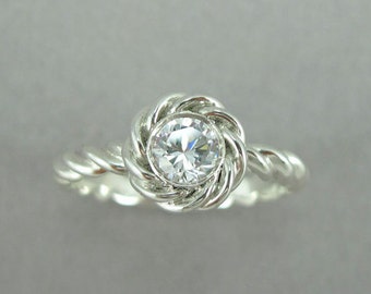 Diamond Engagement Ring, Rope Engagement ring, Gold Rope Engagement Ring, Twisted Rope Diamond Engagement Ring, Braided Rope Engagement Ring