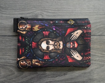 the apparition of the sacred heart - lined twill pencil case - double sided print - harry clarke stained glass panel