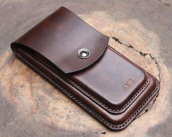 Leather case for double phones, Dual phone case, Two phones case belt loops, Double phone case, Leather Dual Phone Case belt loops