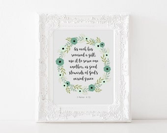 Printable art Black and white print Scripture print Bible