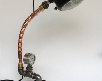 Vintage Industrial Desk Lamp, Table Lamp, Handmade, Steampunk Lamp.