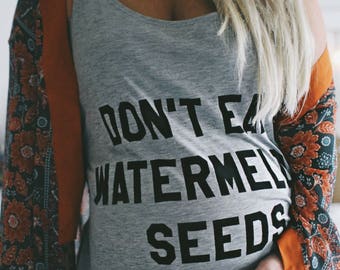 Don't Eat Watermelon Seeds, Funny Maternity Shirt, Pregnancy Announcement Shirt, Off Shoulder Top, Customizable Tee, Mommy To Be Shirt