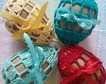 Crochet Easter Eggs set of 4,Crochet Easter Eggs,Crochet Easter, Easter Decoration,Crochet Easter Basket Decor,Easter Table Decoration