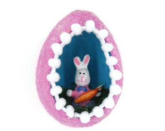 Easter Decoration, Easter Egg Diorama, Vintage Style Easter Sugar Egg, Easter Ornament, Easter Decor, Easter Bunny, Easter Gift