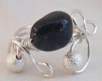 Moss Agate Wire Wrapped Ring