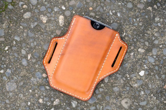 Handmade Leather iPhone Holster Case iPhone 6/6S/7 Saddle Tan