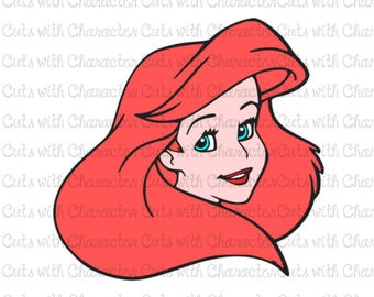 Ariel disney princess face layered SVG DXF and PNG Files for Cutting Machines Silhouette, Cricut or Scan 'N' Cut