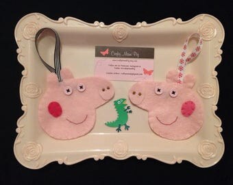 Peppa pig felt Christmas ornament for Xmas tree decorations - cute & unique Peppa Pig inspired decor for toddler preschooler George Pig fans