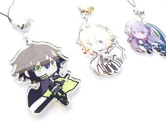 Hand-Drawn Double Sided Front & Back Anime Acrylic Charms with Phone Strap