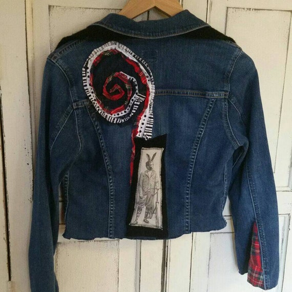 Funky. Anthropomorphic. Upcycled. Denim jacket. Hippie.