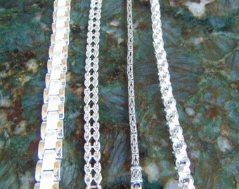Awesome Deal, Very Nice Diverse Style Sterling Silver Bracelets, Collection of Four, See details and Photos