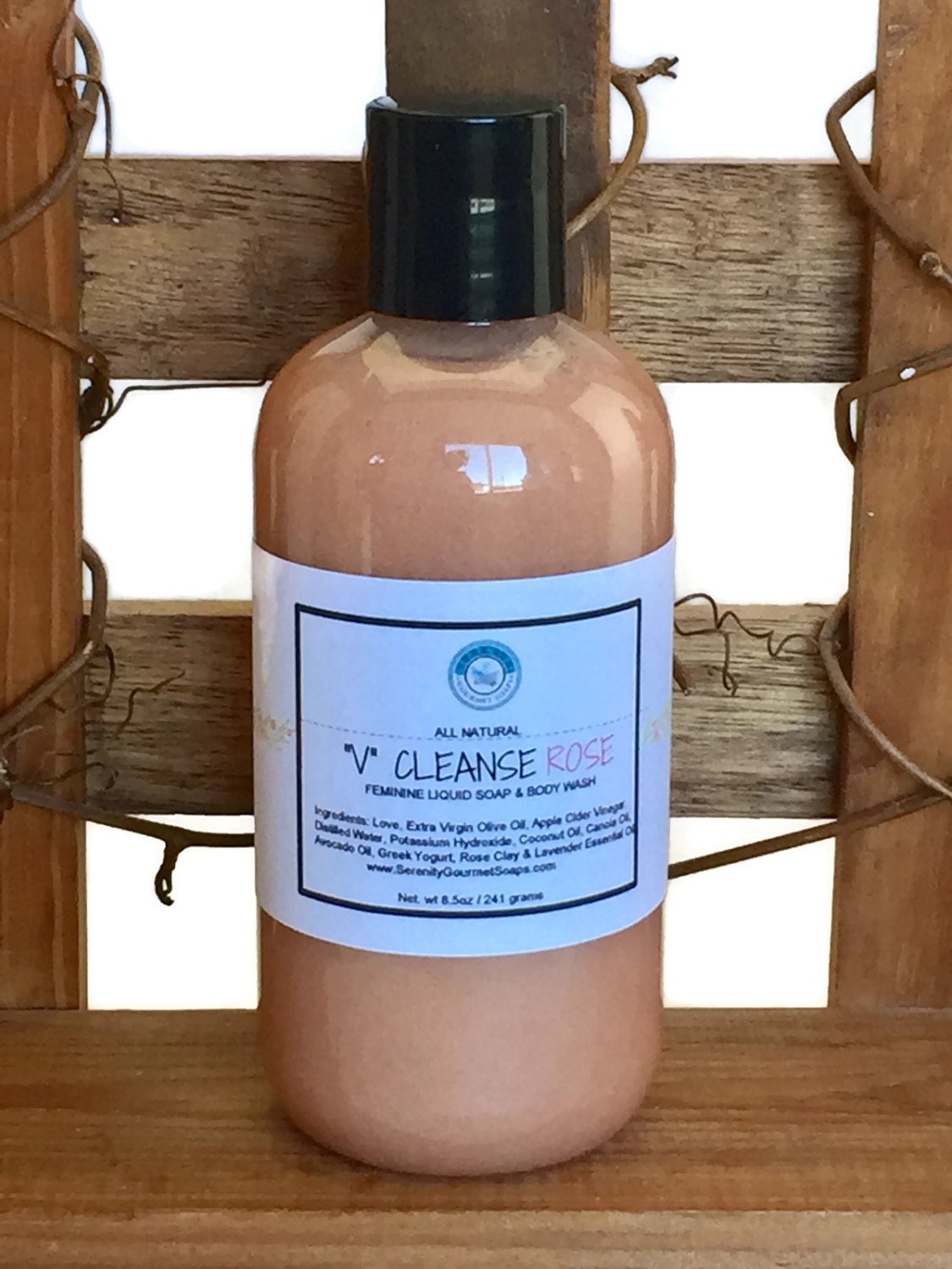 V Cleanse Rose all natural feminine liquid soap and body wash