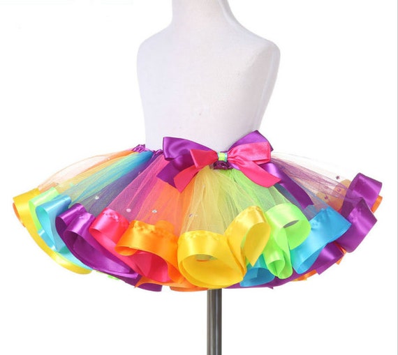 Super Cute Rainbow Tutu Skirt Sparkly Diamond Rainbow Dress