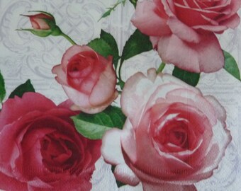 paper napkins.Set of 3 piece. floral paper napkins. Napkins. Decoupage. - Beautiful decoupage napkins - "Sunset Rose " 3 paper napkins