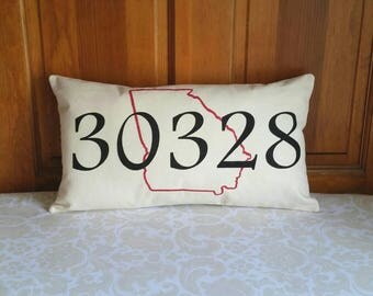 Zip Code Pillow | New Home Housewarming Gift | Graduation Gift | New Home Gift | Retirement Gift | Moving Away Gift | Living Room Decor