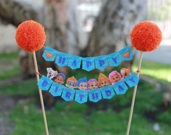 Lebistes de burbuja Topper de la torta / / pastel bandera / / Bundt Cake Topper / / Banner de feliz cumpleaños