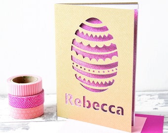 Personalised Easter Egg Glitter Cut Out Card - Easter Card - Kid's Easter Card - Child's Easter Card - Easter Gift