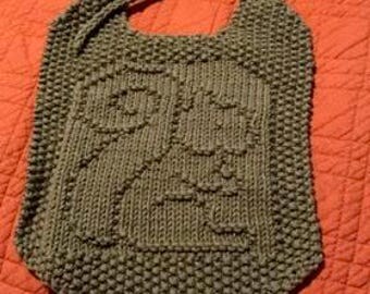 Hand Knit Squirrel Bib & Washcloth Set