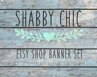 Etsy Shop Banner Set - Wood Banner Set - 7 Piece Premade Set