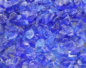 Beach Glass Pebbles, Color Options: Blue for Miniature Garden, Fairy Garden