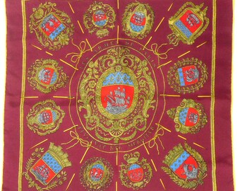 HERMES Silk Pocket scarf, Les Armes de Paris Hermes Scarf, Neckerchief by Hermes, Hermes scarf, Hermes Paris, Hermes Accessories