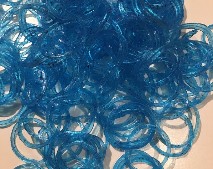 300 Glitter Blue Loom Bands non-latex rubber bands