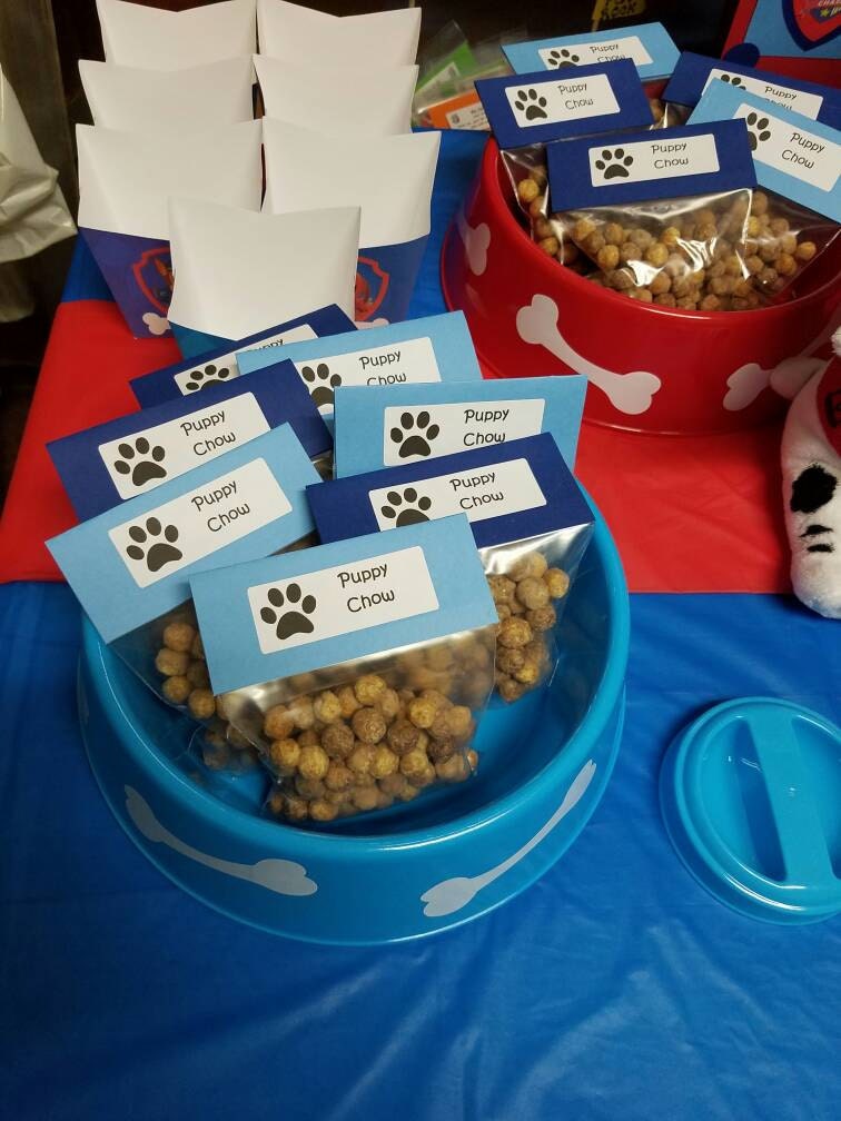 Puppy chow favor bags. Puppy party. Puppy favor bags. Set of