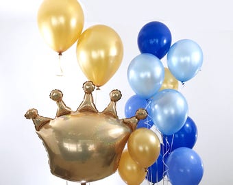Crown Balloon Bouquet | Prince Baby Shower | Prince Baby | Boy Baby Shower | Crown Balloon | Gold Balloons | Giant Balloons | Crown Theme